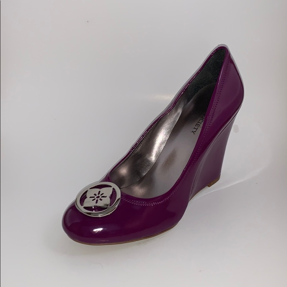 Sole Society Purple Wedge Pumps 9M Silver Accent🍇